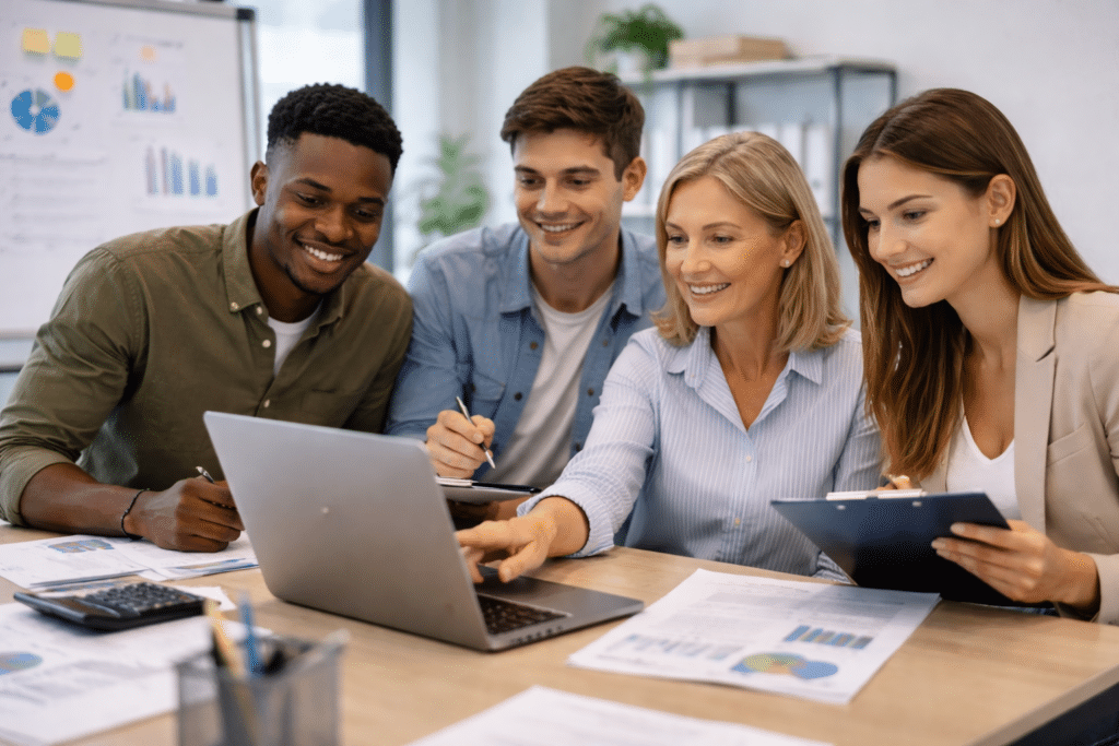 Cours en BTS Comptabilité et Gestion à Marne-la-Vallée avec formatrice et étudiants