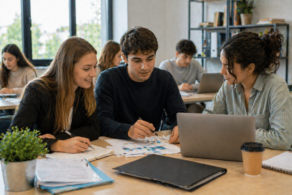 BTS GPME à Dijon avec étudiants en travail collaboratif en salle de formation