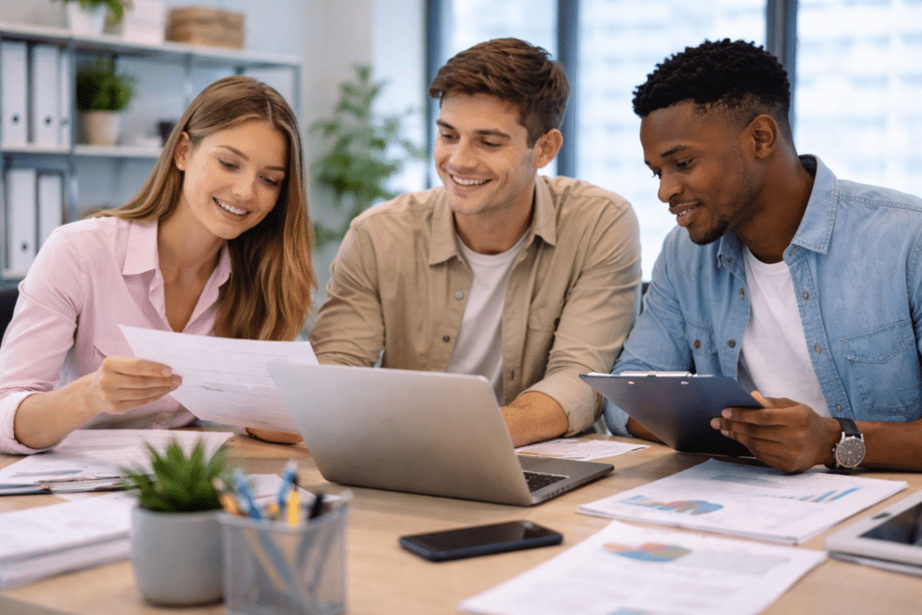 Étudiants en BTS GPME à Marne-la-Vallée en travail de gestion