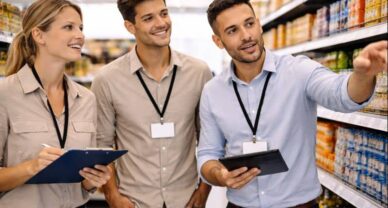 Étudiants en BTS MCO à Auxerre en activité de gestion commerciale en magasin