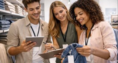 Étudiants en BTS MCO à Mâcon préparant une opération commerciale en équipe