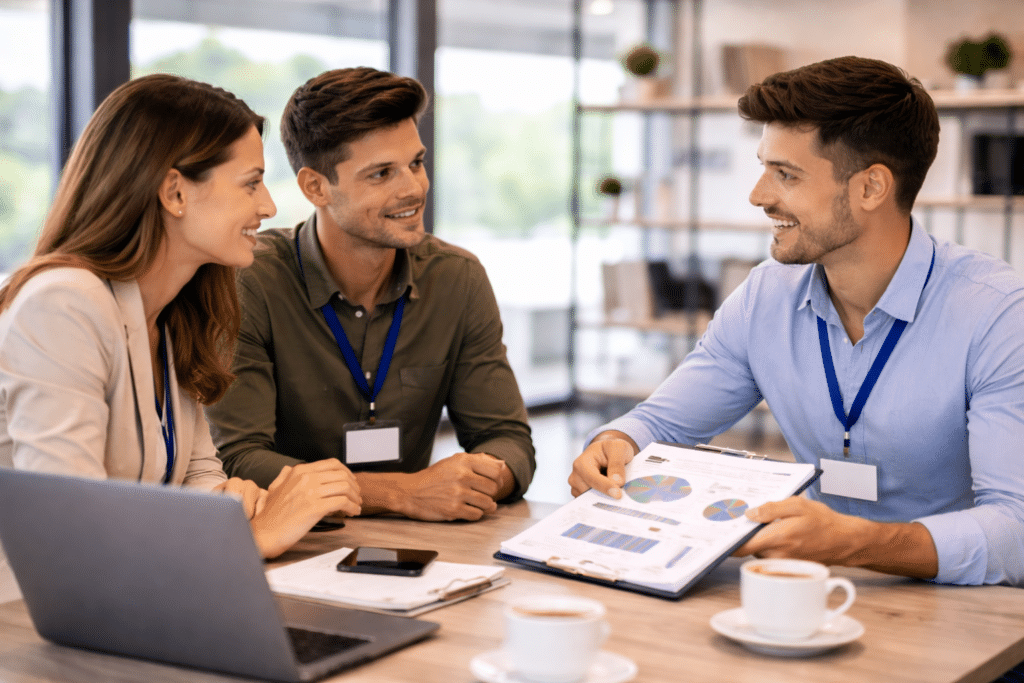 Étudiants en BTS NDRC à Enghien-les-Bains en situation de négociation commerciale