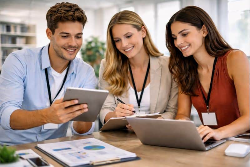 Étudiants en BTS NDRC à Mâcon travaillant sur une stratégie de vente digitale