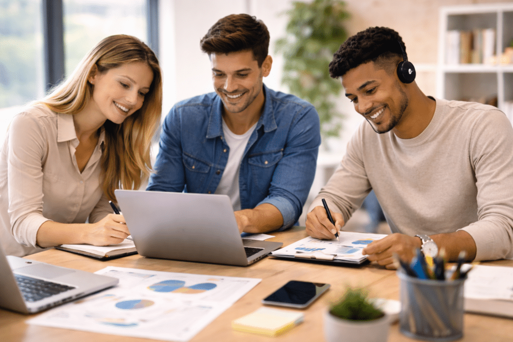 Étudiants en BTS NDRC à Reims en activité de prospection et développement client