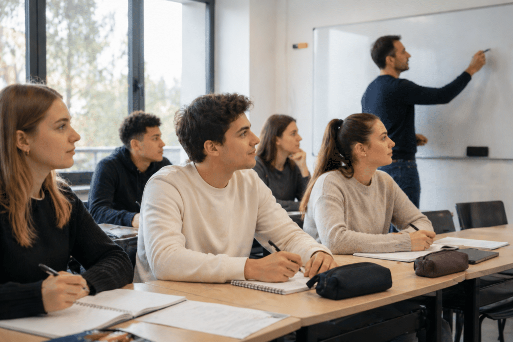 BTS NDRC à Dijon étudiants attentifs en formation en salle de classe moderne