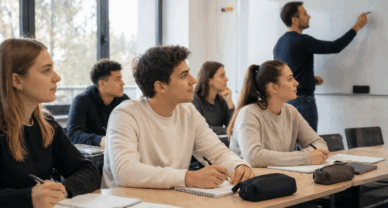 BTS NDRC à Dijon étudiants attentifs en formation en salle de classe moderne