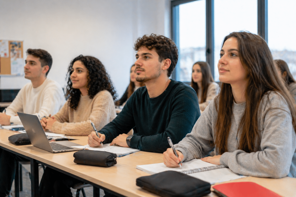 BTS GPME à Besançon étudiants en cours de gestion d’entreprise en salle
