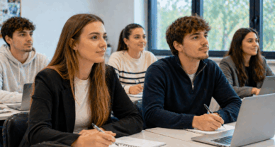 BTS NDRC à Besançon étudiants en formation relation client en classe