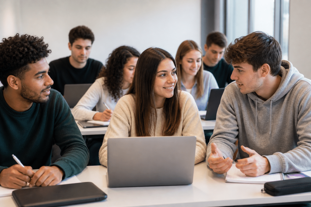 BTS NDRC à Lons-le-Saunier étudiants en travail collaboratif