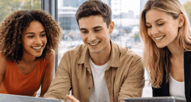 Étudiants en BTS NDRC à La Défense en situation de travail