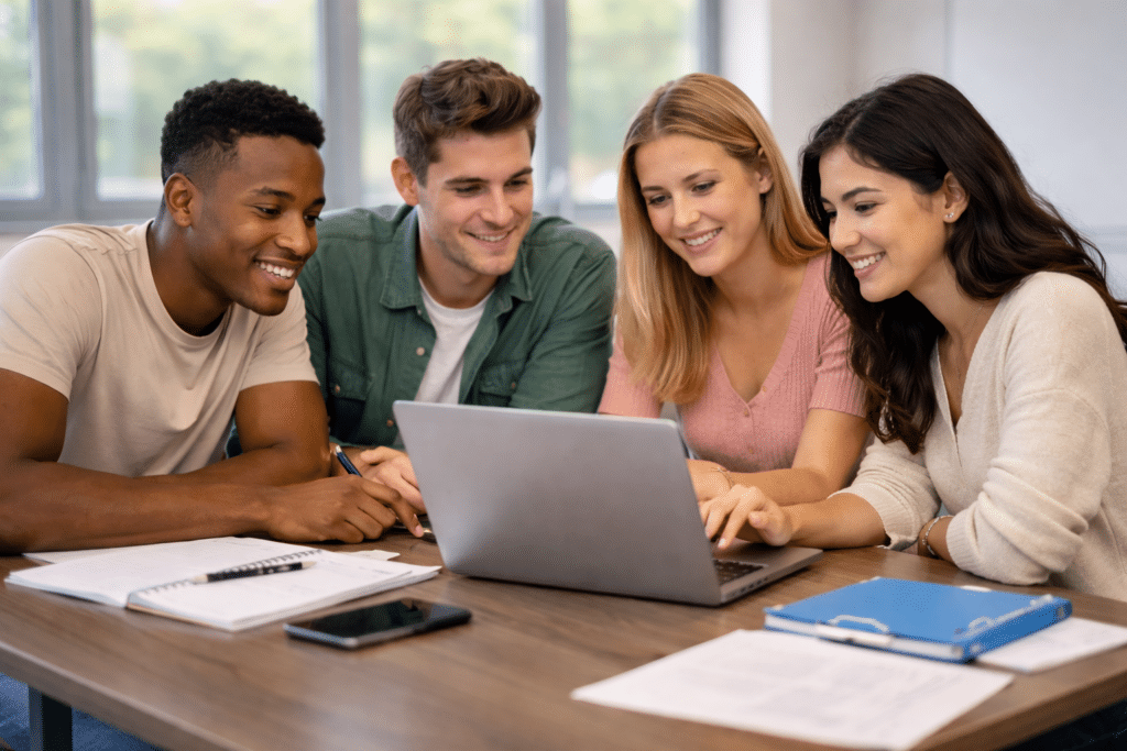 BTS GPME à Cergy-Pontoise — étudiants étudiant ensemble en séance collaborative.
