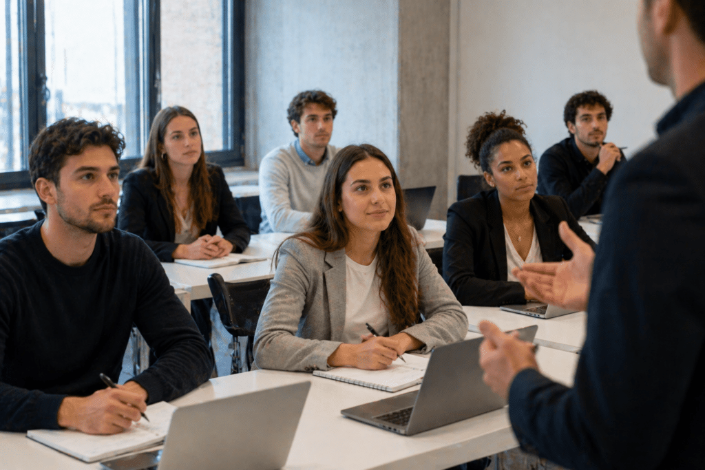 MBA Manager Commercial et Marketing à Dijon étudiants en formation en salle de classe moderne