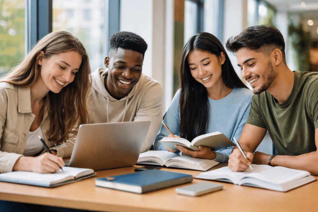 Étudiants en BTS MCO à Cergy-Pontoise en train d’étudier ensemble