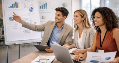 Étudiants en MBA Manager Commercial et Marketing à Mâcon suivant une présentation de stratégie commerciale