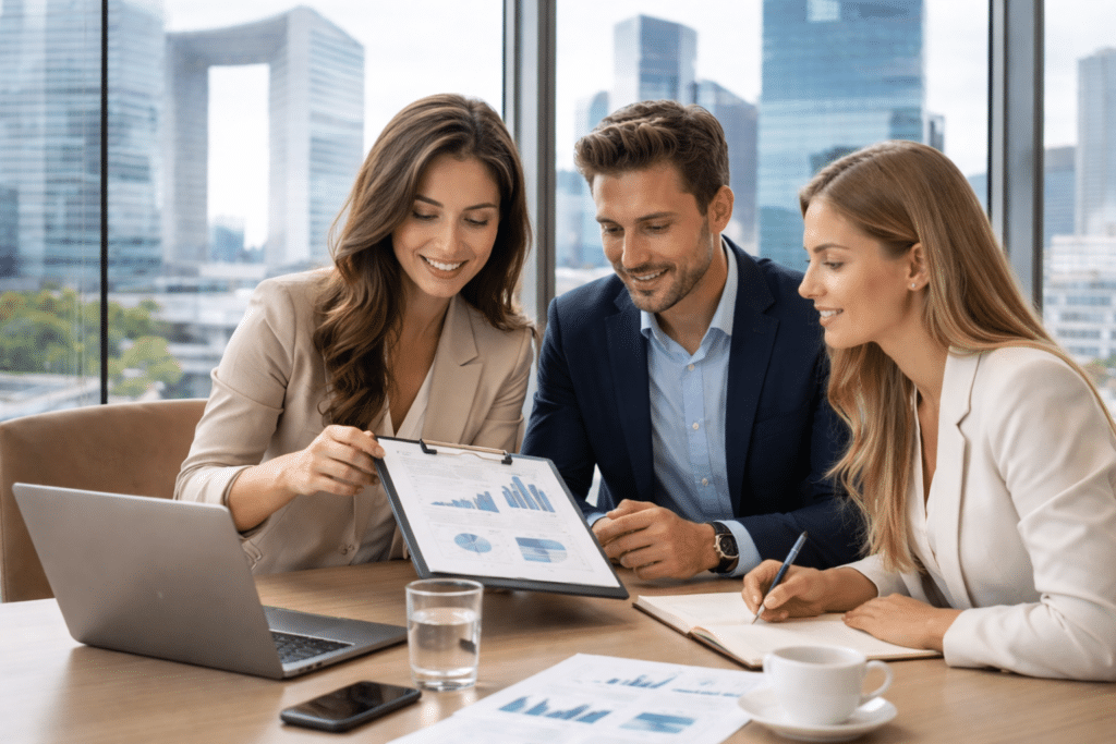 MBA Manager en stratégie d'entreprise à La Défense : réunion d’équipe en environnement professionnel moderne