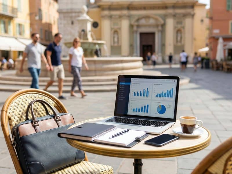 Travail en terrasse sur le centre ville d'Aix en Provence