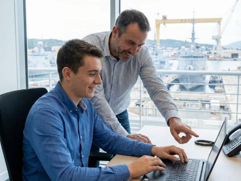 Alternant en cours avec son formateur dans une salle de classe à Toulon