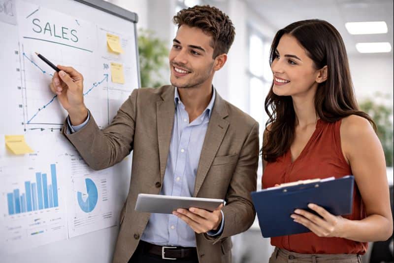 Étudiants en Bachelor Responsable de développement commercial à Mâcon en situation de présentation