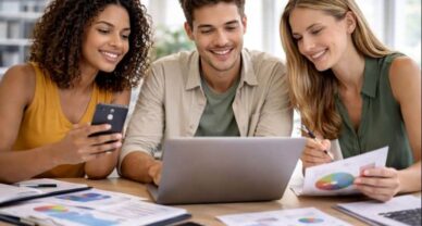 Étudiants en Bachelor Responsable marketing digital à Mâcon en séance collaborative