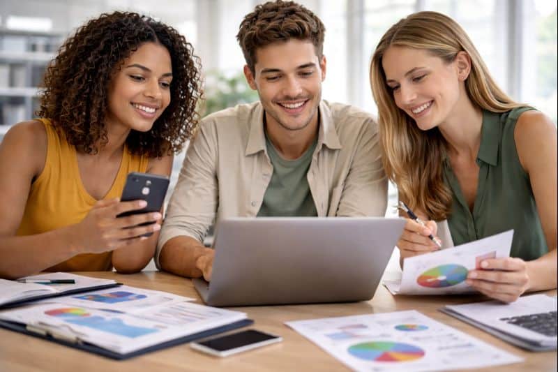 Étudiants en Bachelor Responsable marketing digital à Mâcon en séance collaborative