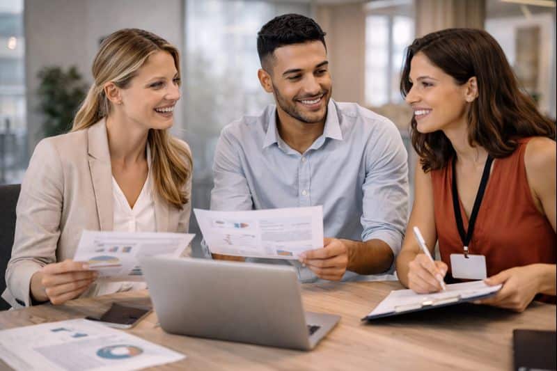 Étudiants en Bachelor RDC à Auxerre collaborant sur un plan de développement commercial