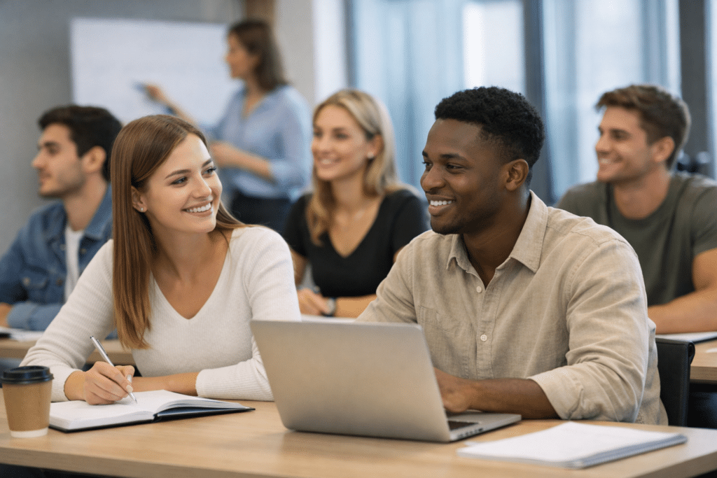 Étudiants en Bachelor RH à Marne-la-Vallée en cours avec formatrice