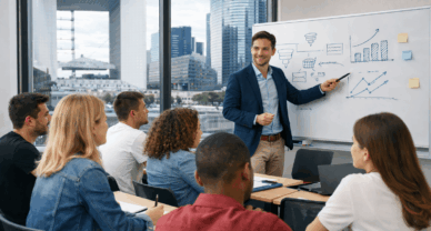 Un prof en cours lors du bachelor RDC à la Défense