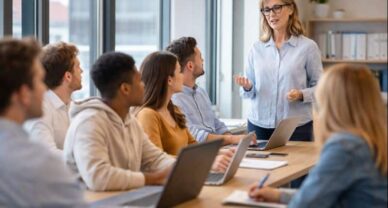 enseignante Bachelor RDC à Bourg-en-Bresse en salle de cours