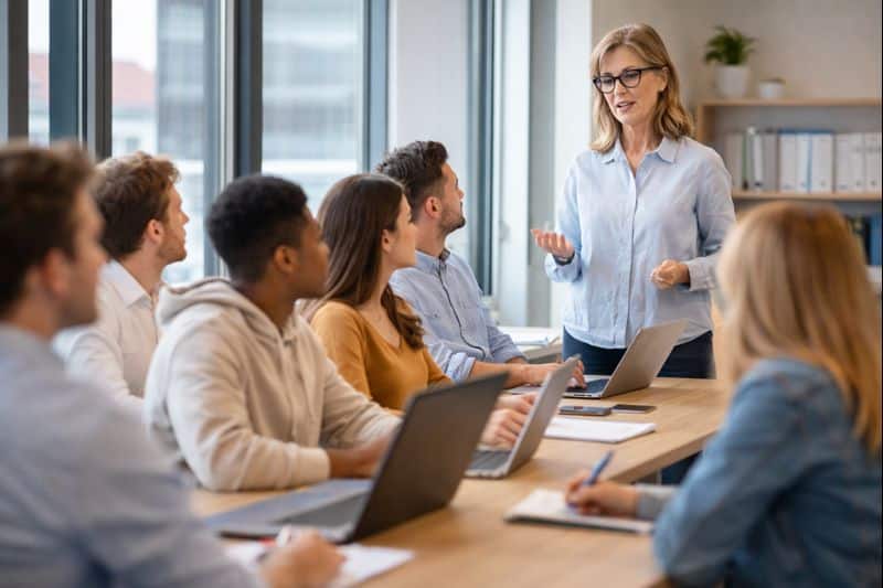 enseignante Bachelor RDC à Bourg-en-Bresse en salle de cours