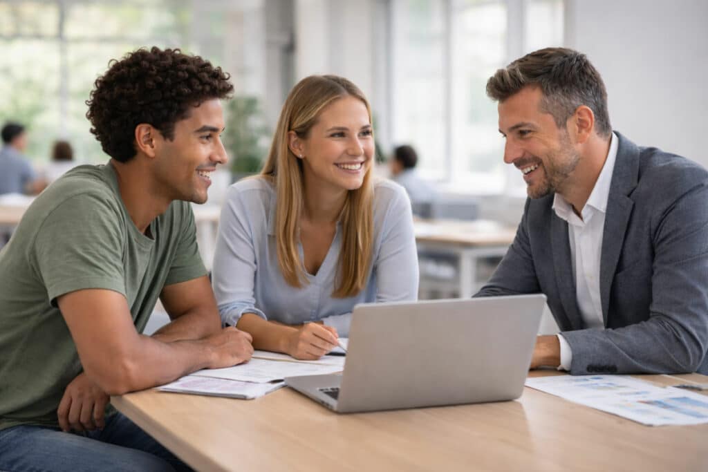 Étudiants du Bachelor RH à Mâcon en interaction avec un mentor