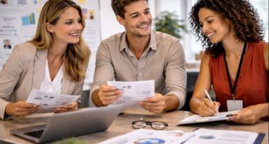 Étudiants en MBA Manager en Ressources Humaines à Mâcon analysant des profils candidats