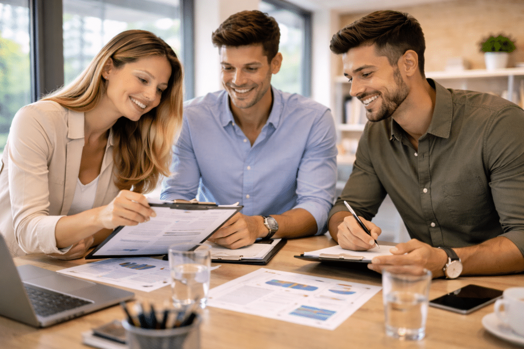 Étudiants en MBA RH à Reims travaillant sur une stratégie de gestion des ressources humaines