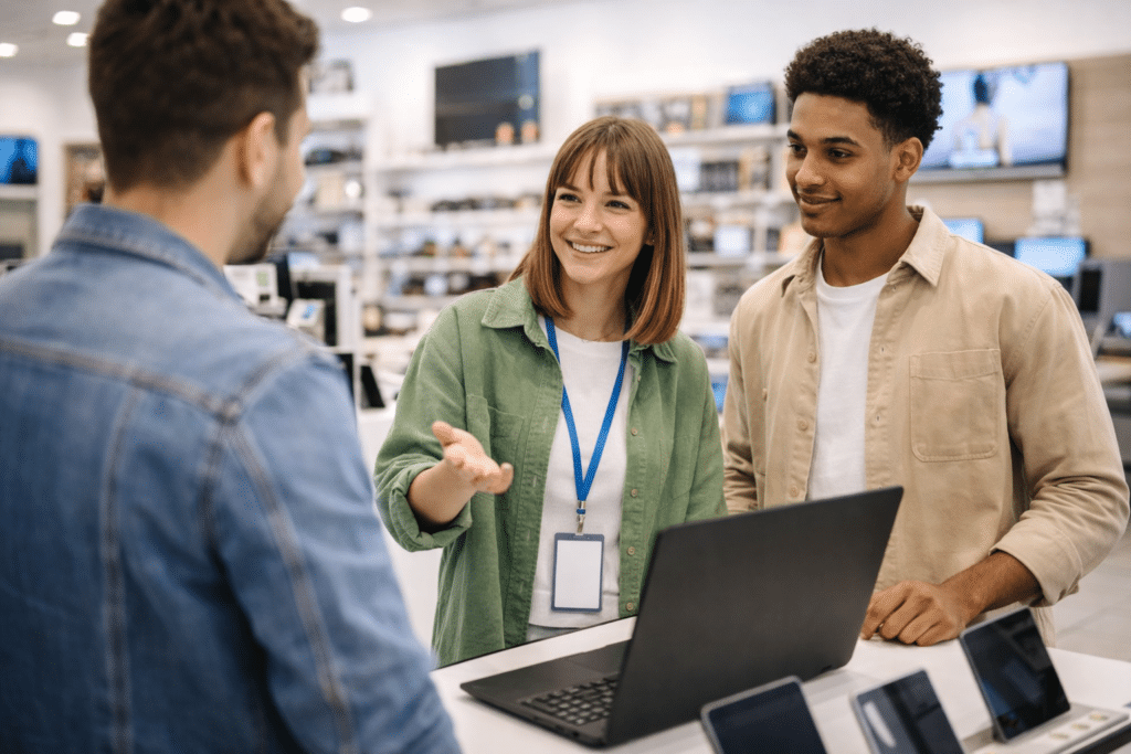 Conseiller de vente à Cergy-Pontoise en situation dans un magasin d’électronique