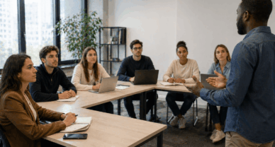 MBA Manager RH à Dijon étudiants en formation disposition en U avec formateur