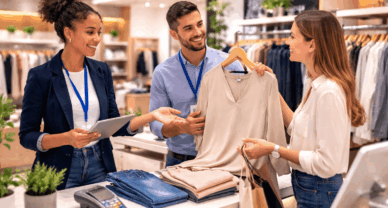 Étudiants en Titre Pro CV à Mantes-la-Jolie en situation de vente et encaissement en magasin