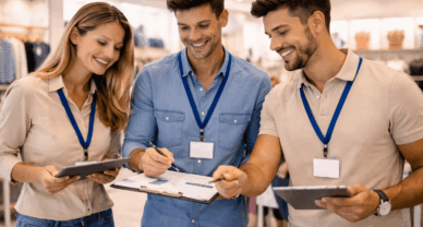 Étudiants en Titre Pro REM à Reims analysant la performance d’une unité commerciale