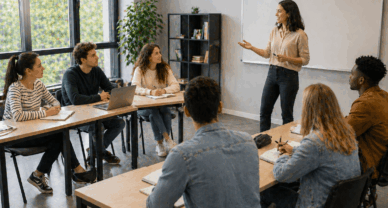 Titre Pro Conseiller de vente à Dijon étudiants en formation en disposition en îlots avec formatrice