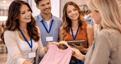 Étudiants en TITRE PRO CV à Enghien-les-Bains en situation de vente conseil en magasin