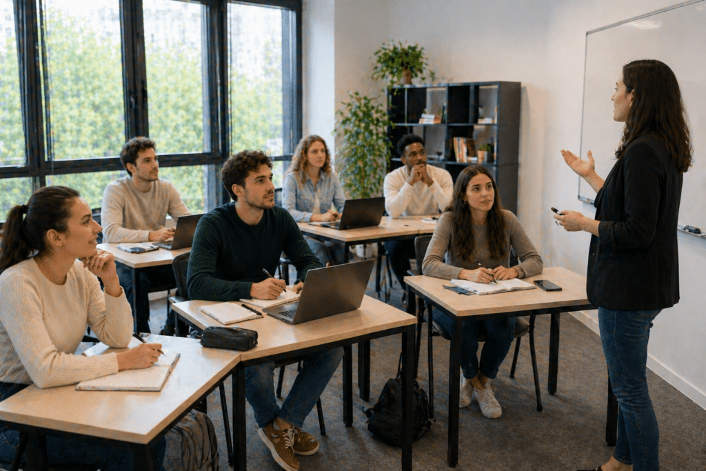 Titre Pro MEM à Dijon étudiants en formation disposition individuelle en salle moderne