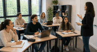 Titre Pro MEM à Dijon étudiants en formation disposition individuelle en salle moderne