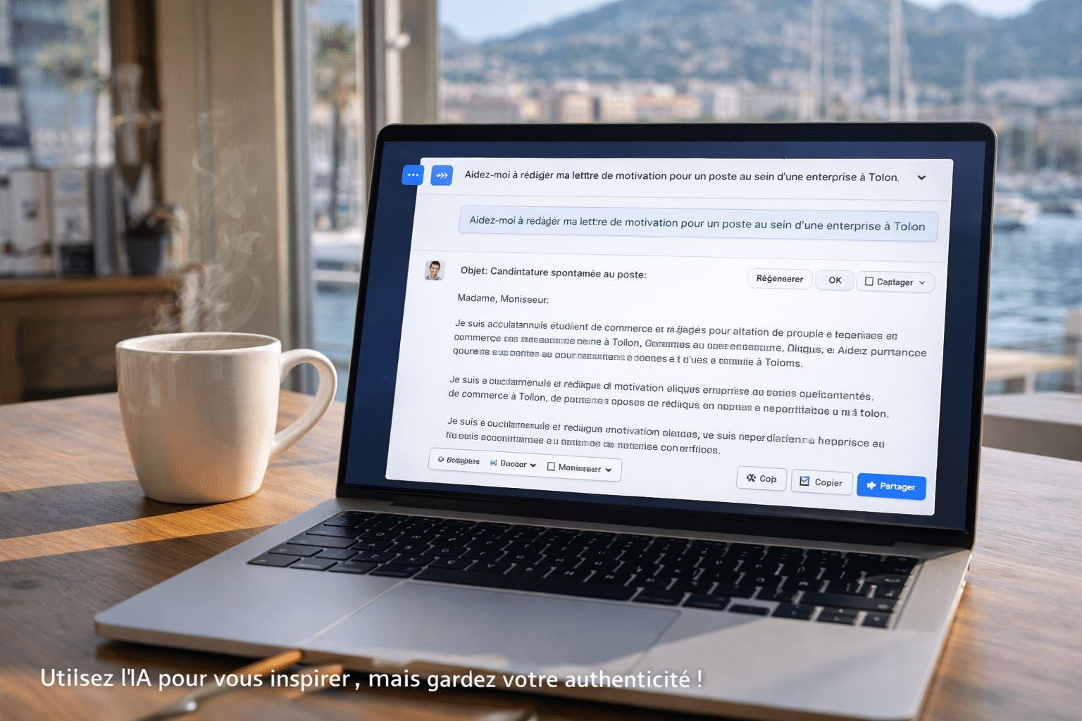 Optimisation d’une lettre de motivation commercial pour les entreprises de Toulon grâce à l’intelligence artificielle.