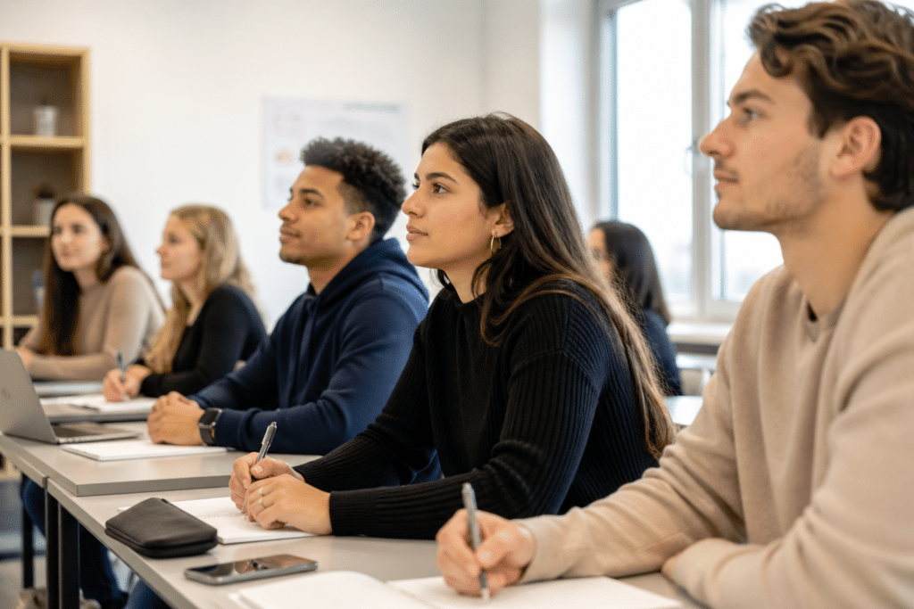 Bachelor RDC à Besançon étudiants en formation commerciale en salle de classe