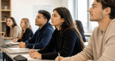Bachelor RDC à Besançon étudiants en formation commerciale en salle de classe