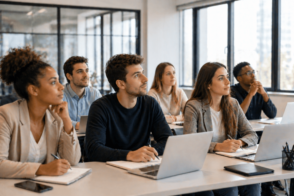 Mastère Manager d’Affaires à Dijon étudiants en formation en salle de classe moderne