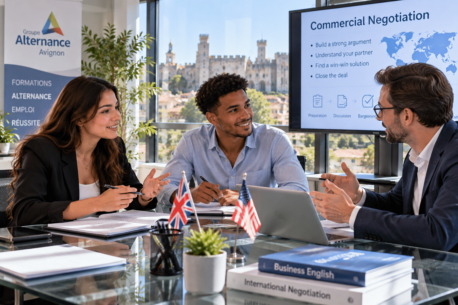 Pratiquer l'anglais professionnel à Avignon avec nos formateurs experts.